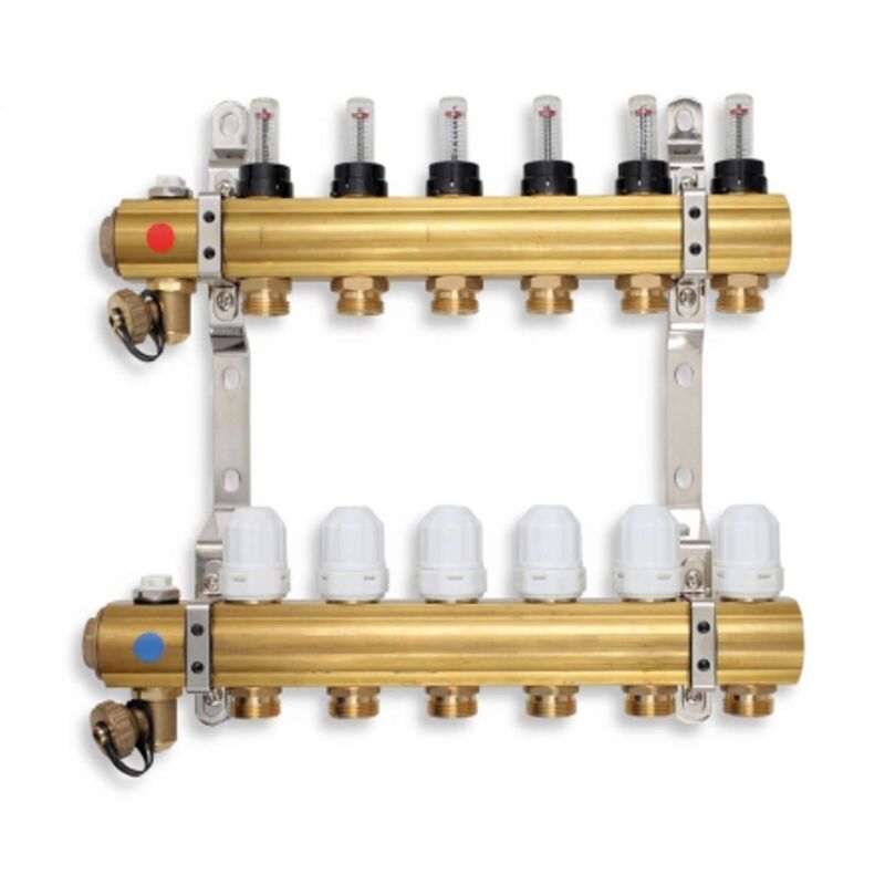 foto del prodotto materiale idraulico manifold con valvole termostatiche, reg. con valvole di flusso meccanico, 8 circuiti rzp08s novaservis