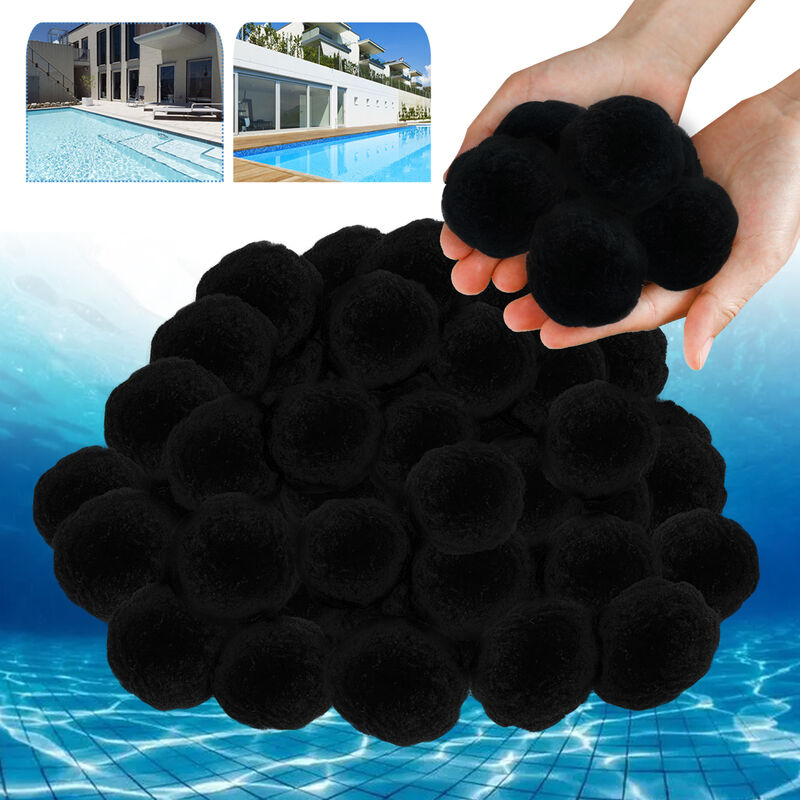 foto del prodotto materiali filtranti per laghetti palle del filtro dello stagno 700g, materiale del filtro polysphere, sostituiscono la sabbia del filtro, nero hengmei