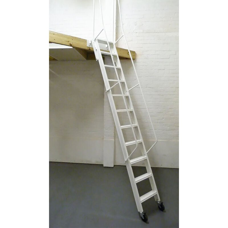 foto del prodotto matis re scala retrattile acciaio bianco altezza suolo a suolo 1.50m sopalco b150 mb