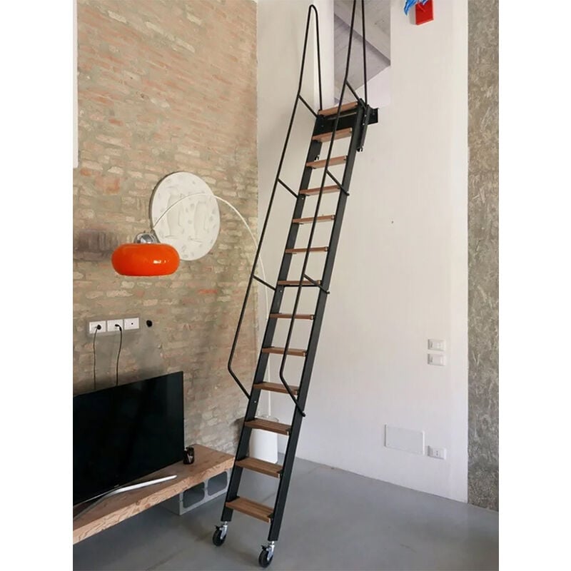 foto del prodotto matis re scala retrattile acciaio nero altezza suolo a suolo 2.75m sopalco n275 mb