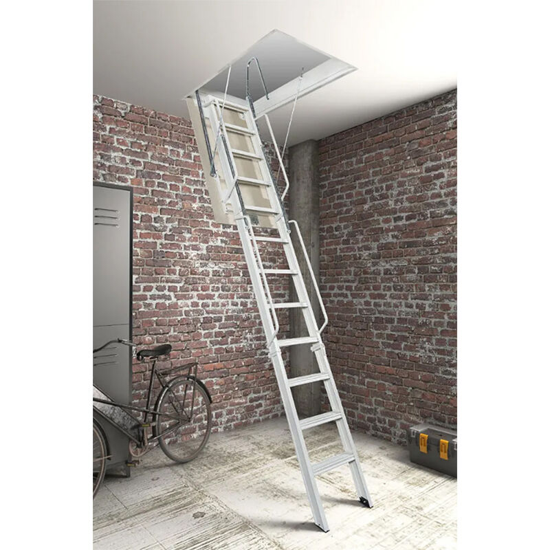 foto del prodotto matis re scala retrattile con botola 190x80cm altezza di 4,66 a 4,76m acitre 190 80 476