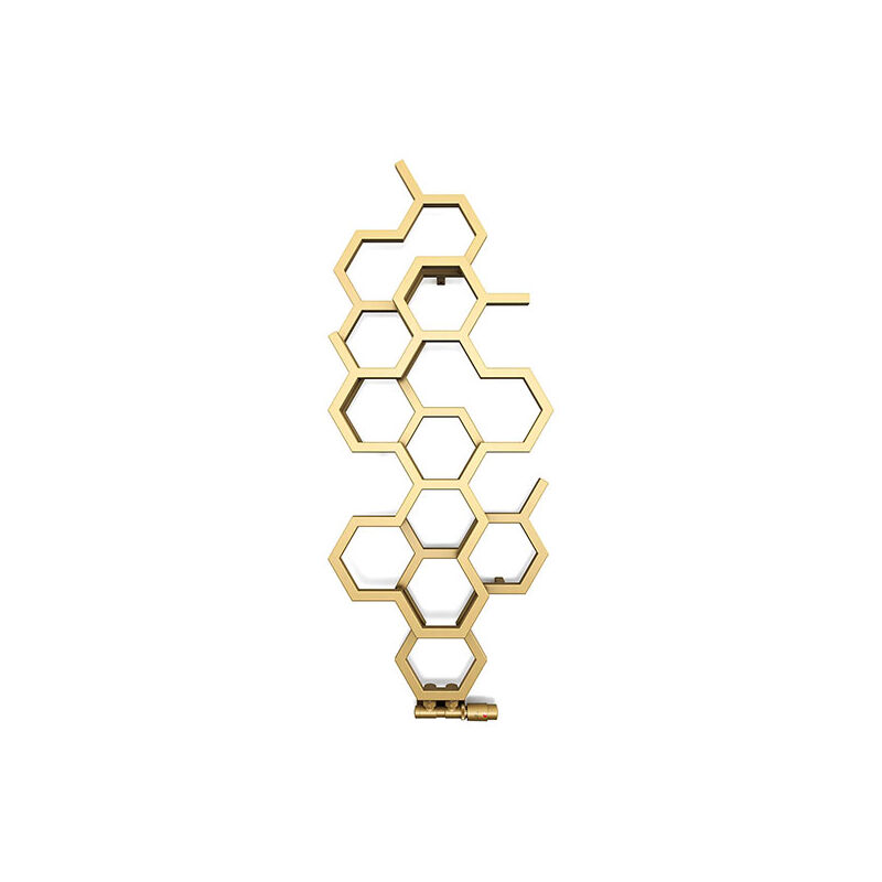 foto del prodotto matis re scaldasalviette ad acqua calda d oro di 821mm di altezza e 486mm di larghezza 241 watt hex821 486zxbra