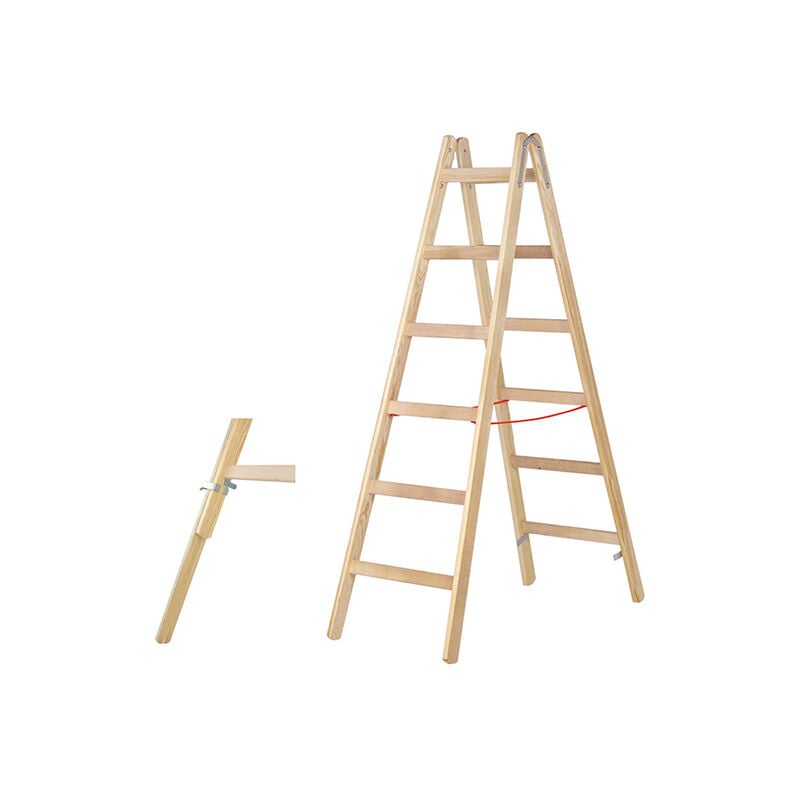 foto del prodotto matisère - scaletta in legno 2x7 gradini - altezza massima di lavoro 3.40m - 71410 2x7 79640