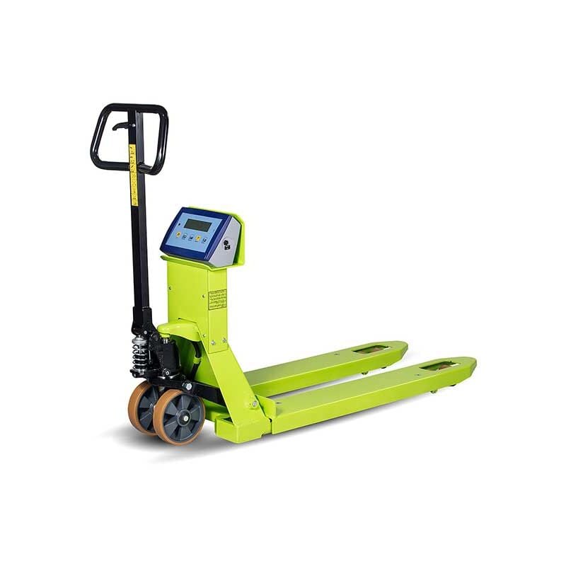 foto del prodotto matis re transpallet manuale con bilancia precisione 0,05 carico massimo 2500 kg pallet europao bilancia ricaricabile merci fragili