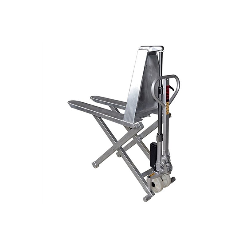 foto del prodotto matis re transpallet manuale zincato con sollevamento alto 800 mm forche 1165x540 mm adatto ad ambienti umidi hg540m