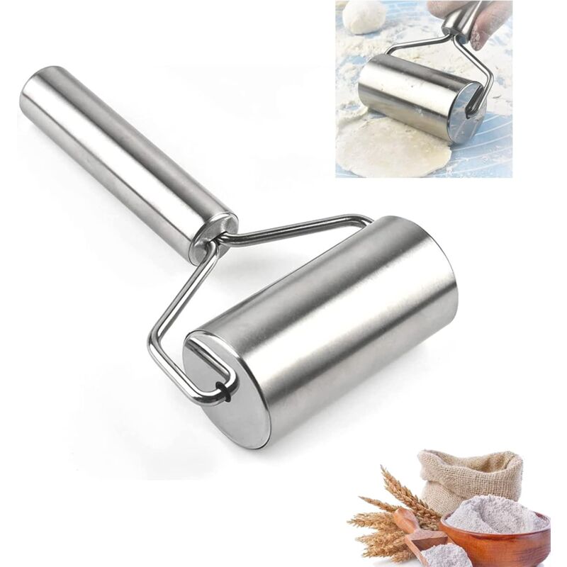 foto del prodotto mattarello a forma di t, mattarello antiruggine, piccolo mattarello in acciaio inossidabile, per pasta frolla, pasta frolla, pasta frolla e pasta