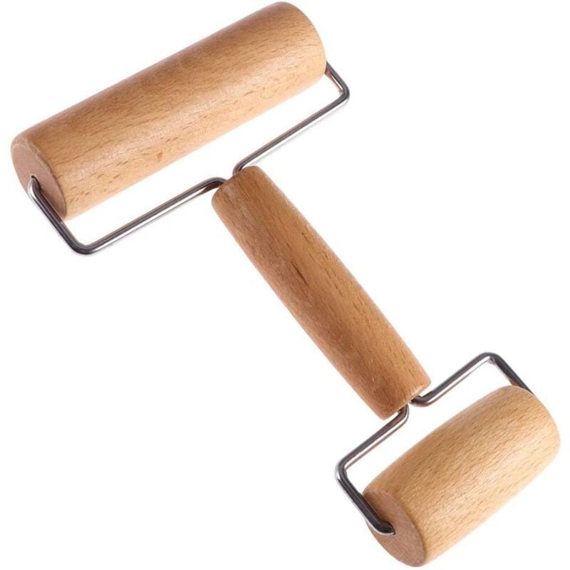 foto del prodotto mattarello per pizza con gambo, mattarello a forma di mattarello con asse in metallo in legno di faggio per cottura, pizza, accessori per pasticceria