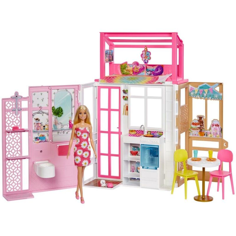 foto del prodotto mattel barbie loft casa di barbie playset con bambola barbie e casa a 2 piani con 4 aree gioco