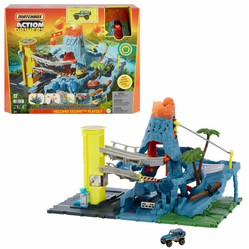 foto del prodotto mattel matchbox playset fuga dal vulcano
