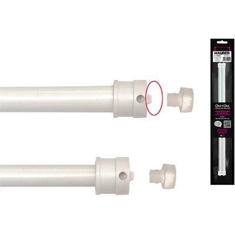 foto del prodotto maurer 5340022 barra visillo extensible 60 105 cm. con muelle presion, soportes y ventosas 2 piezas , cranberry