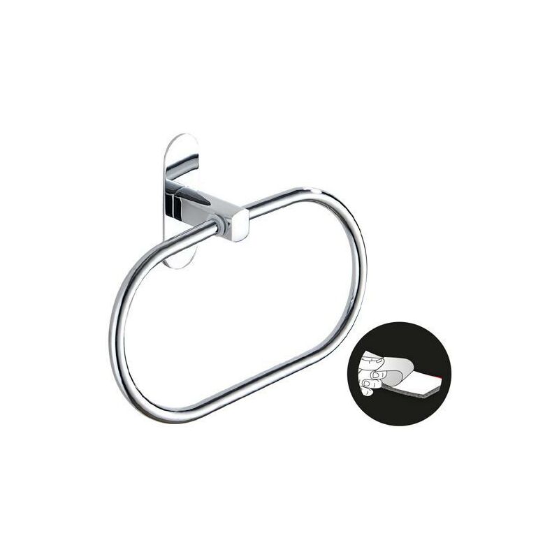 foto del prodotto maurer 5421315 forma anello colore inox con effetto specchio, autoadesivo resistente, porta asciugamani, porta adesivo parete mobile