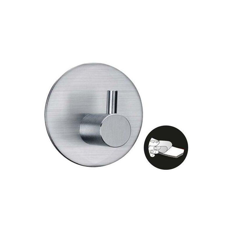 foto del prodotto maurer 5421325 gancio appendiabiti da bagno singolo asciugamani accappatoio colore inox autoadesivo resistente, senza viti