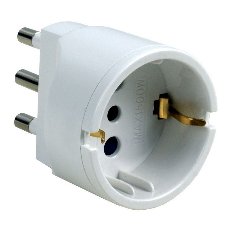 foto del prodotto maurer adattatore semplice 2p t con spina 10a presa schuko 16a col. bianco