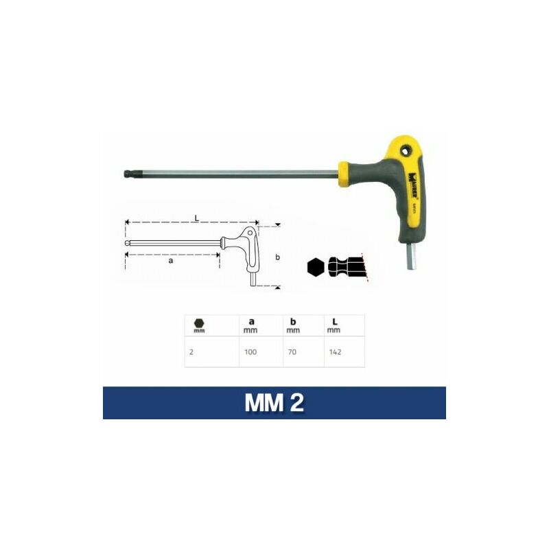 foto del prodotto maurer chiave maschio esagonale a t 2 mm lunghezza 142 mm plus