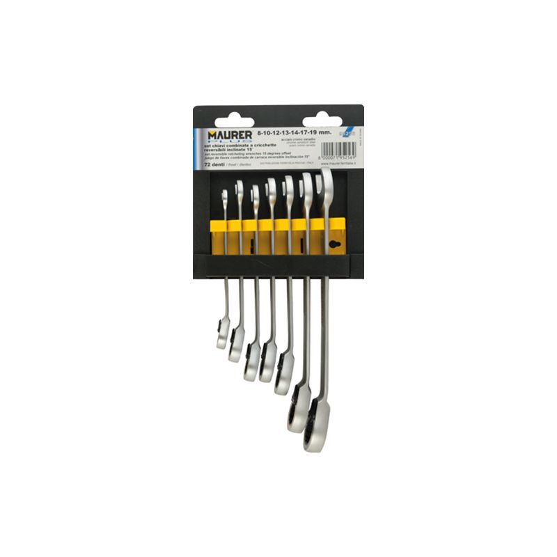 foto del prodotto maurer chiavi combinate cricchetto sr. 7 pz. plus placchetta
