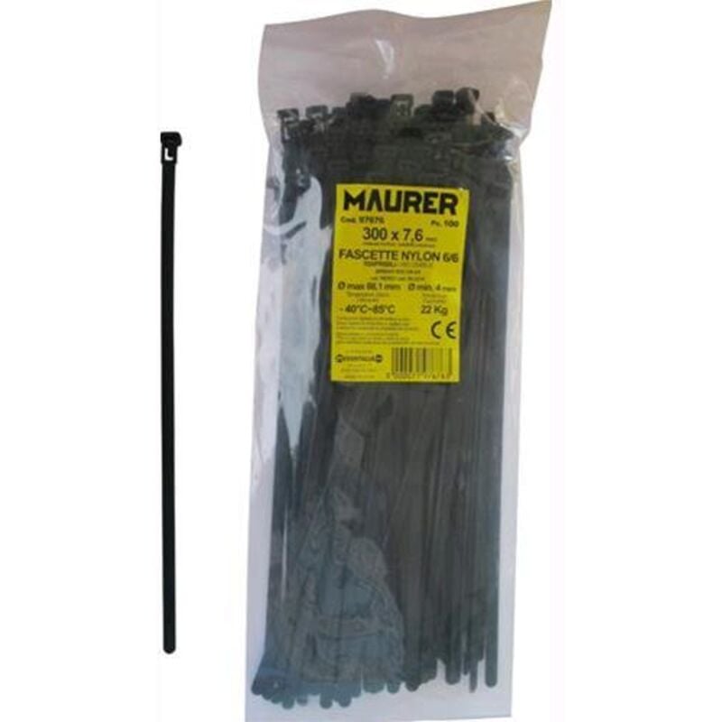 foto del prodotto maurer - fascette cablaggio apribili nera 200x7,6 cf.100pz - cf. busta