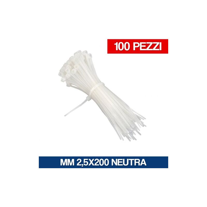 foto del prodotto maurer fascette per cablaggio neutre in nylon 200x2,5 mm cf. 100 pz