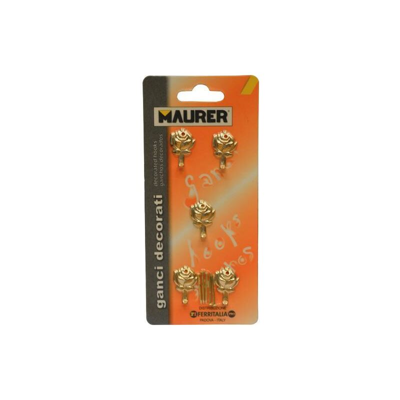 foto del prodotto maurer gancio ganci per quadri mod. rosa 13x30 mm colore oro bl.5pz