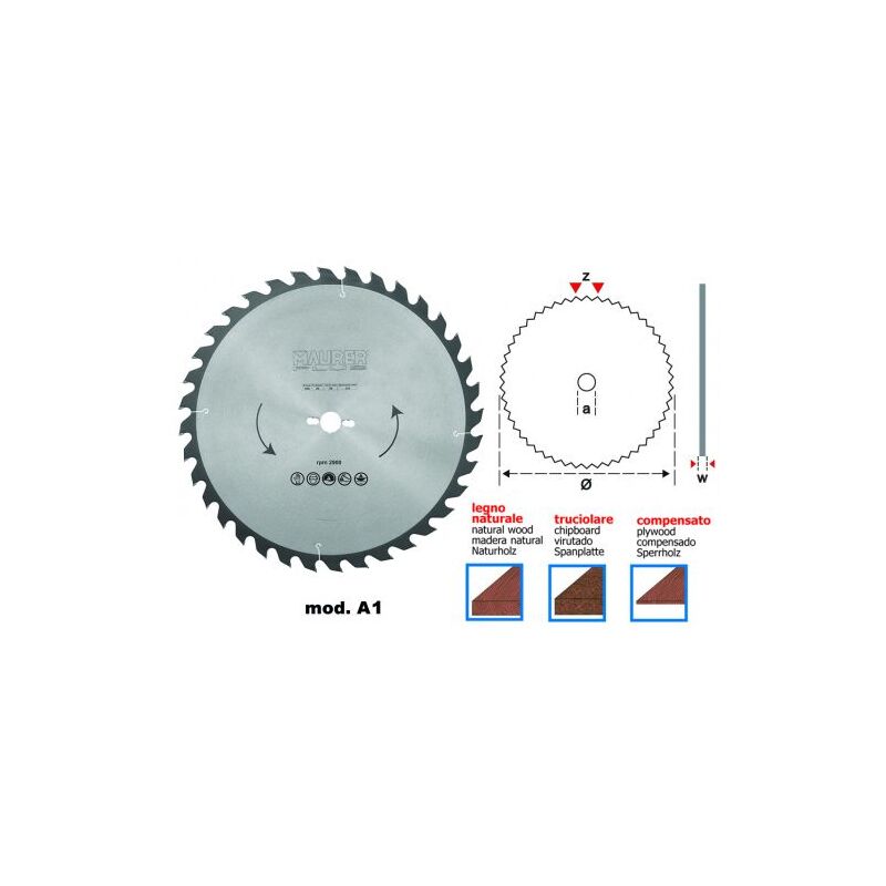 foto del prodotto maurer lama widia per segna circolare lama per legno 184 mm denti 24 foro 30 32375 