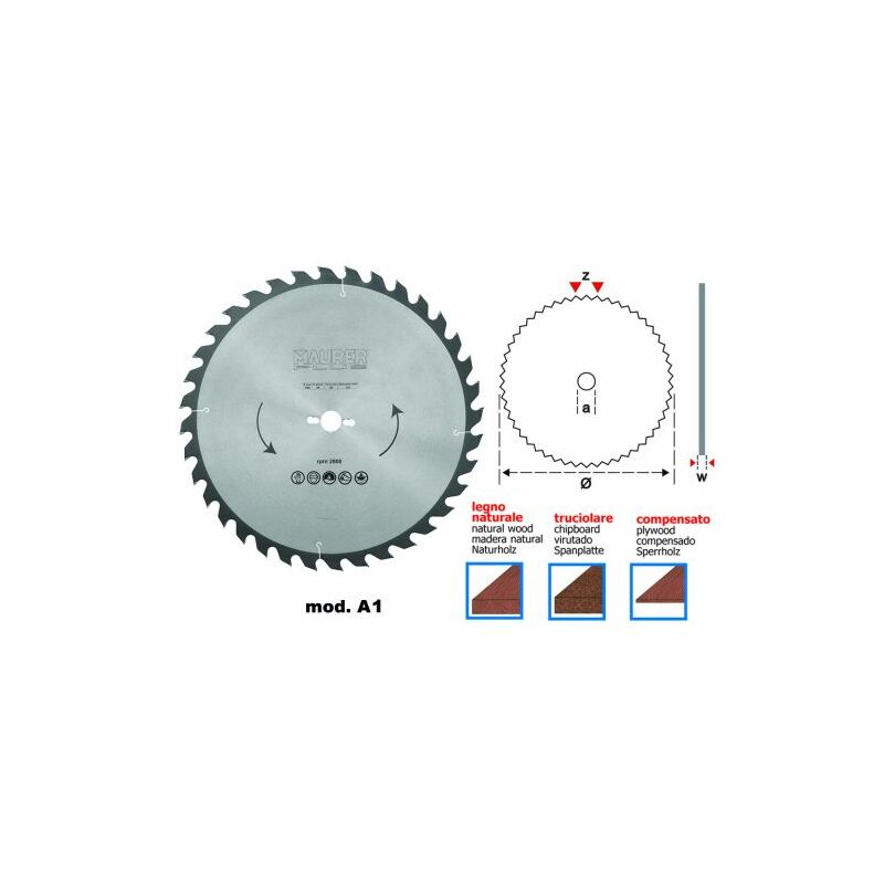foto del prodotto maurer lama widia per segna circolare lama per legno 400 mm denti 32 foro 30 34437 