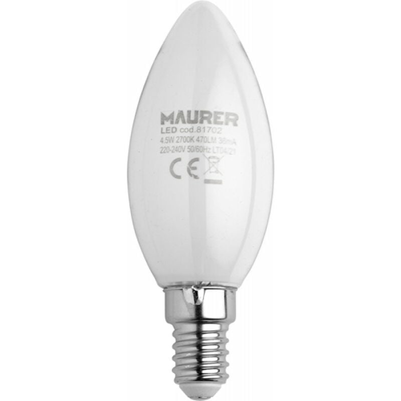 foto del prodotto maurer lampada led filamento oliva milky e14 4,5w 470lm 4000k l.neutra