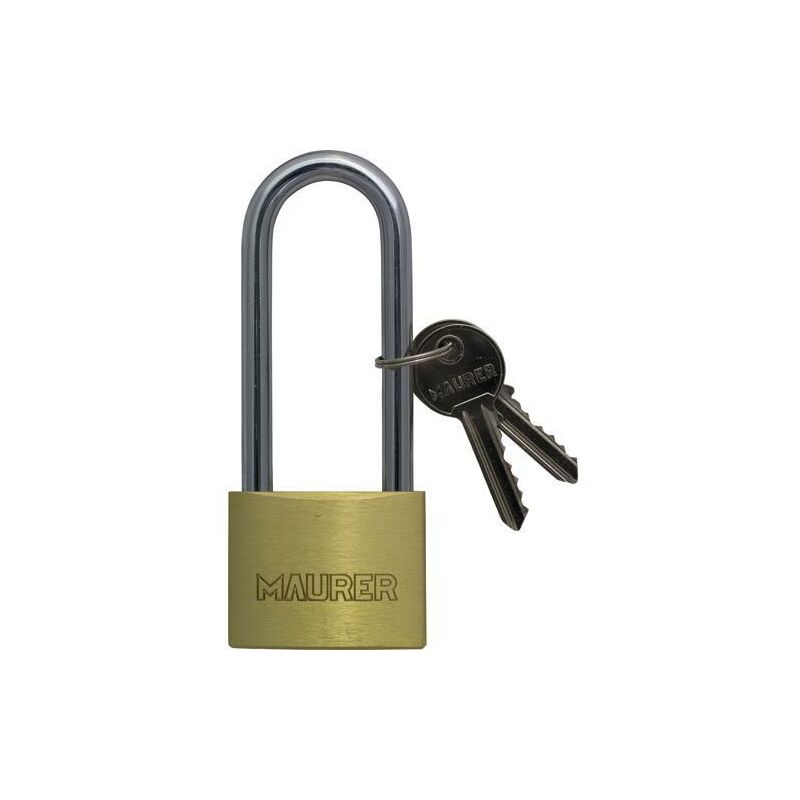 foto del prodotto maurer lucchetto 40 mm arco extra lungo in acciaio temperato