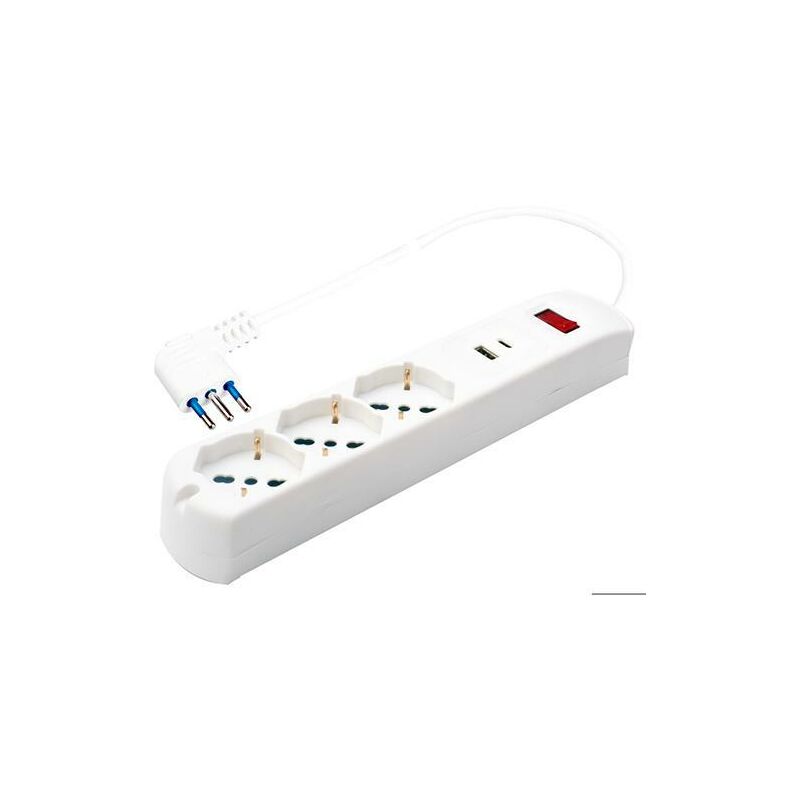 foto del prodotto maurer multipresa 3p. schuko 2p usb e spina 10a cf. blister