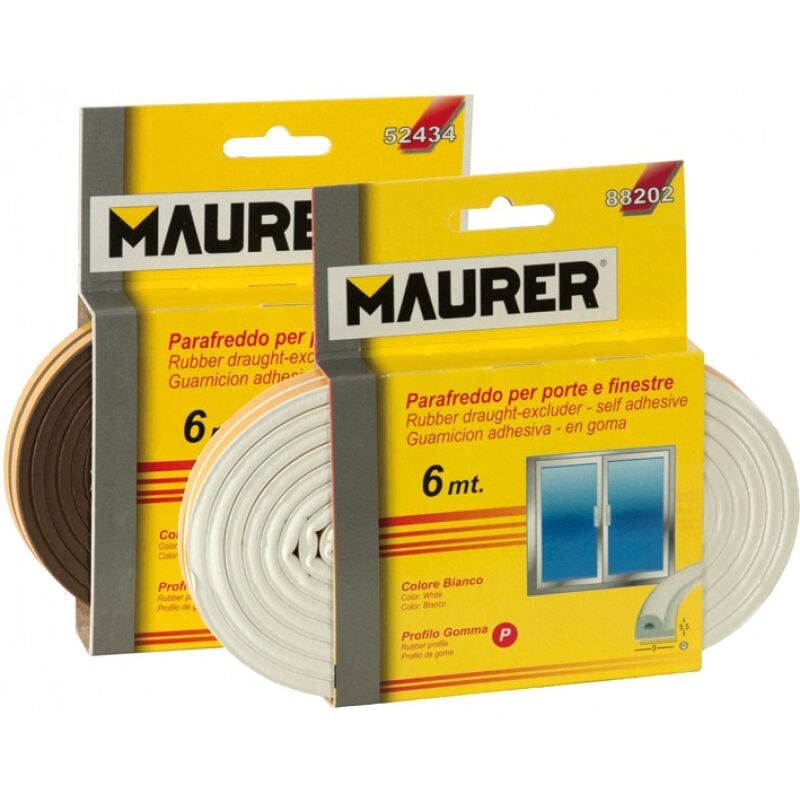 foto del prodotto maurer parafreddo in gomma autoadesivo profilo e lunghezza 6 mt colore bianco