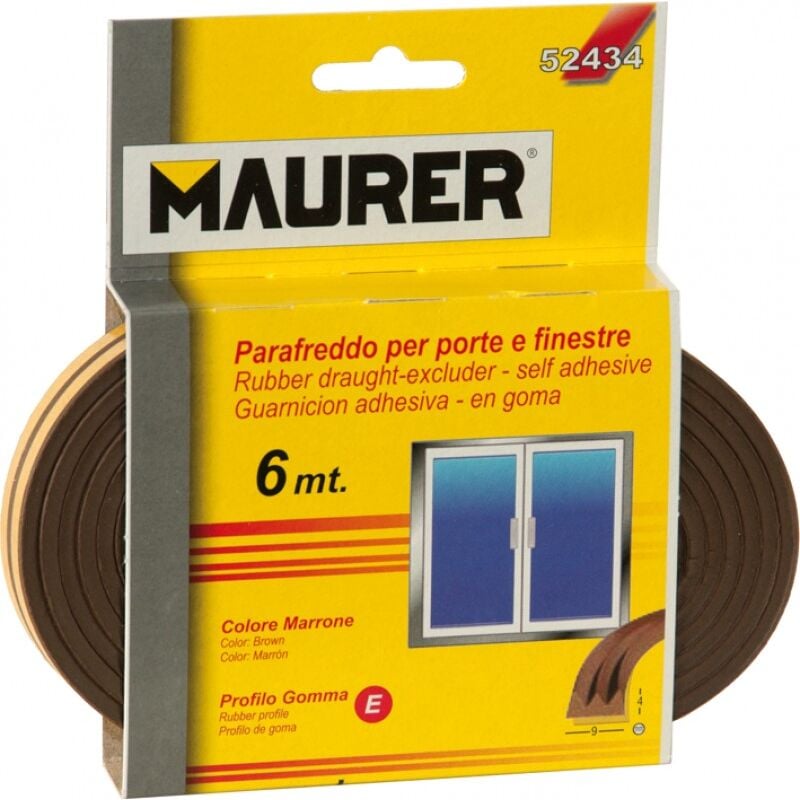 foto del prodotto maurer parafreddo in gomma autoadesivo profilo e lunghezza 6 mt colore marrone