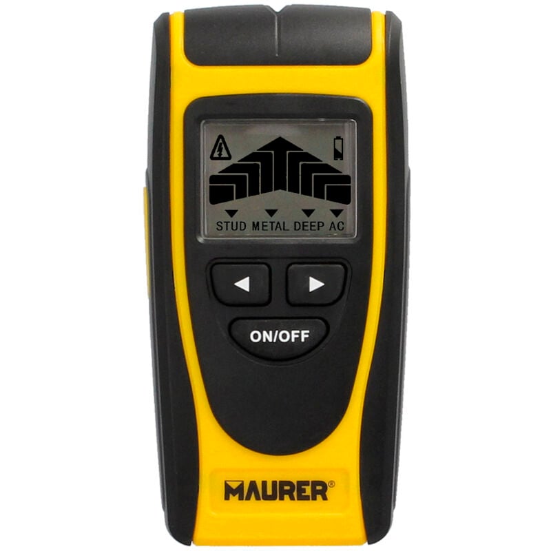 foto del prodotto maurer rilevatore da parete digitale multifunzionale per metalli, legno, cavi, tubi. schermo a cristalli liquidi.