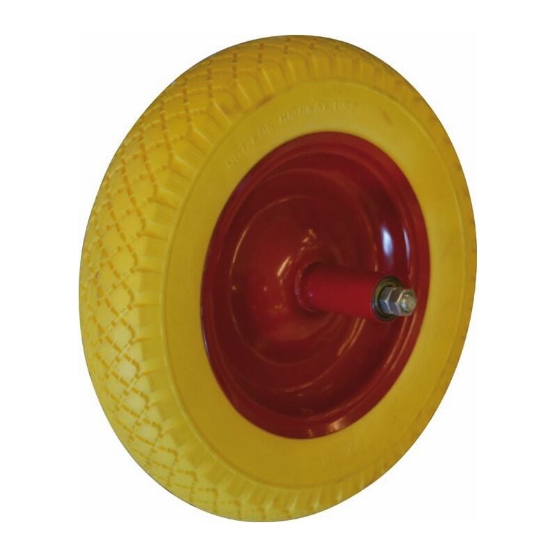 foto del prodotto maurer ruota piena gialla x carriola 350mm interasse 150mm