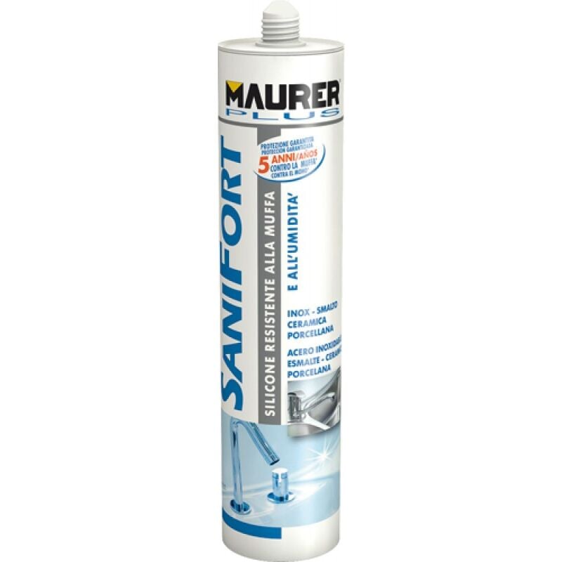 foto del prodotto maurer silicone acetico mod. sanifort trasparente 300 ml antimuffa