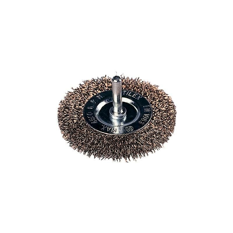 foto del prodotto maurer spazzola a disco per trapano filo acciaio 0,3 mm 75x10 mm gambo 6 mm