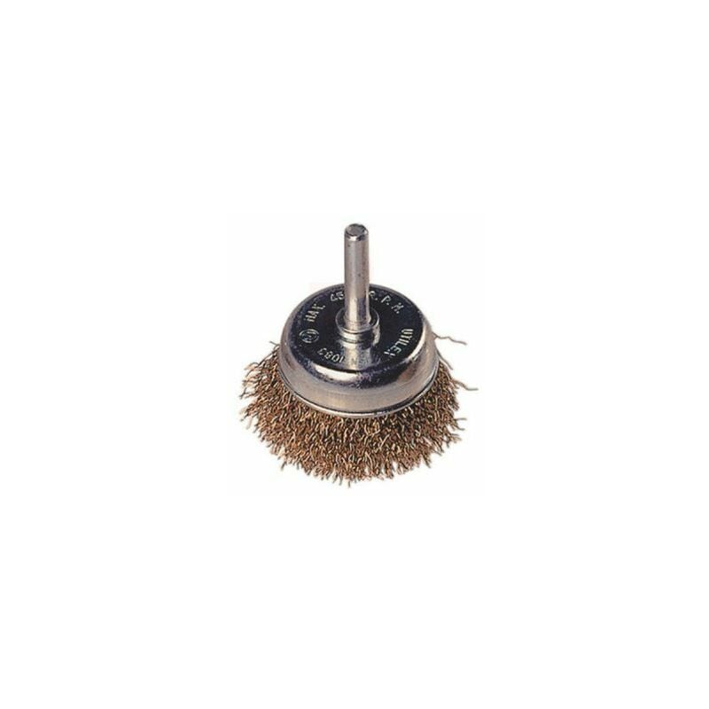 foto del prodotto maurer spazzola a tazza per trapano filo acciao 0,3mm 75x15 mm gambo 6 mm