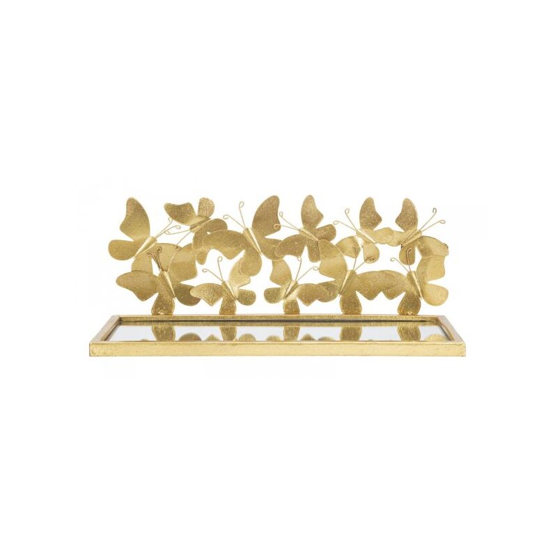 foto del prodotto mauroferretti comodino coppia mensola butterflies 43x19,2x16,5 cm metallo dorato con piano in vetro