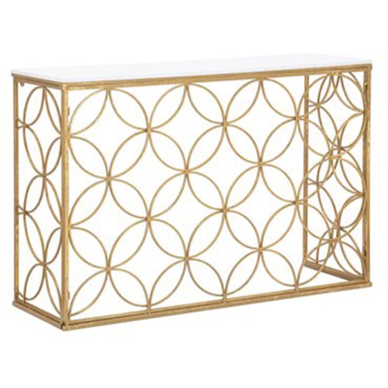 foto del prodotto mauroferretti console struttura in metallo color oro e ripiano in marmo per interni