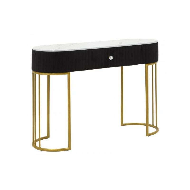 foto del prodotto mauroferretti consolle in metallo dorato, piano in simili marmo bianco 100x43x74cm montepellier