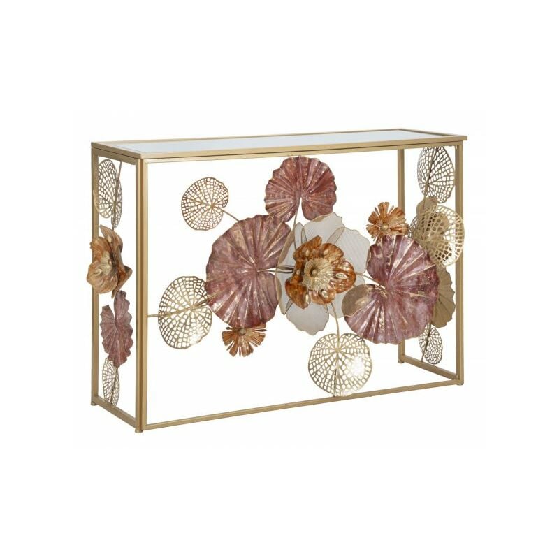foto del prodotto mauroferretti consolle in metallo dorato, piano in vetro 114x42x80cm redy glam