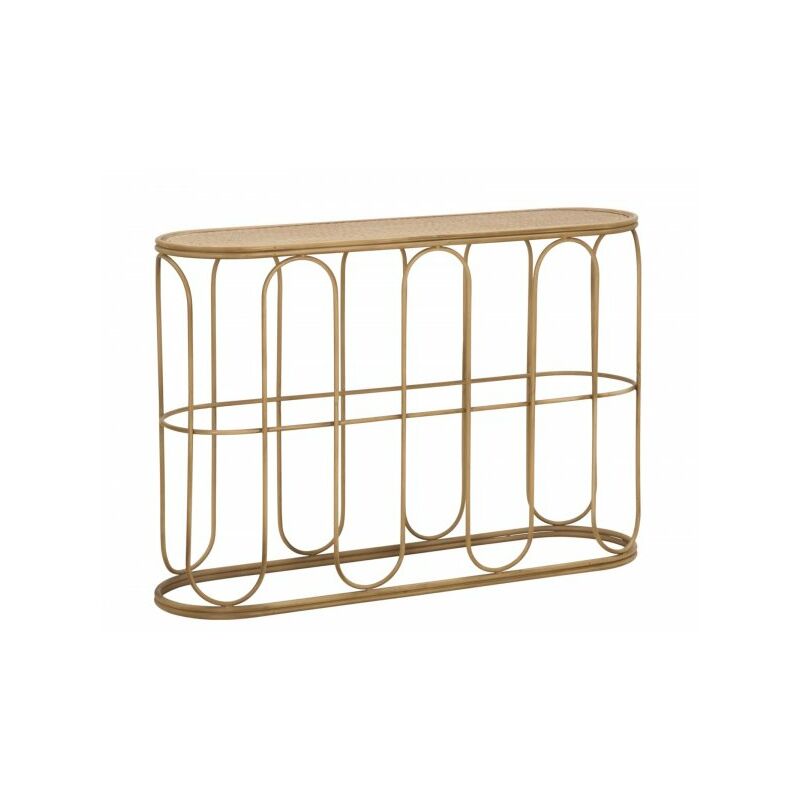 foto del prodotto mauroferretti consolle in metallo e legno naturale 110x32x77cm samui