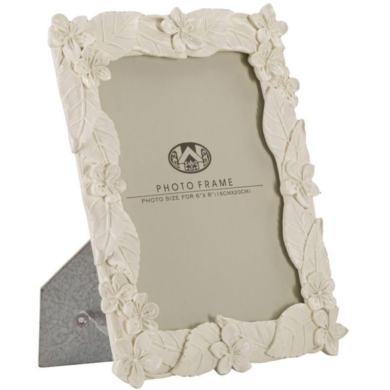 foto del prodotto mauroferretti cornice con fiori decorativi in poliresina color crema per foto ricordo 26 x 31 cm