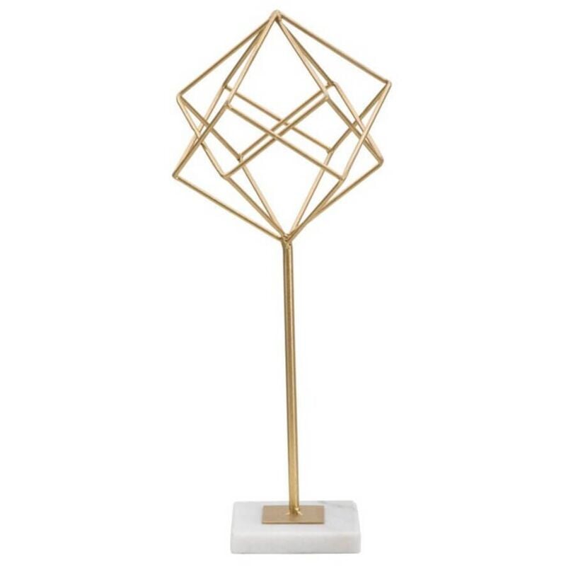 foto del prodotto mauroferretti - cubo decorativo in ferro color oro con base per decorazioni ambienti -42 cm