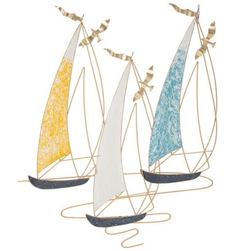 foto del prodotto mauroferretti - decorazione parete ferro barchetta coloratacm 78,7x3,8x97,8 - velaolor