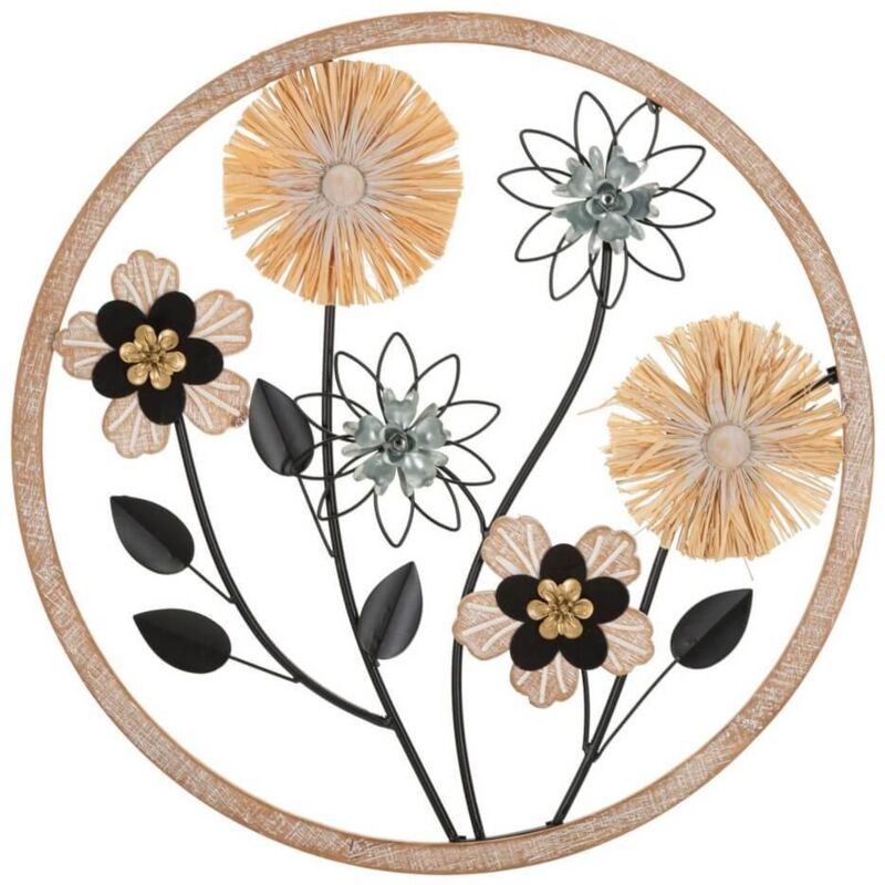 foto del prodotto mauroferretti decorazione parete ferro e legno con raffia cm 50x3 raffia