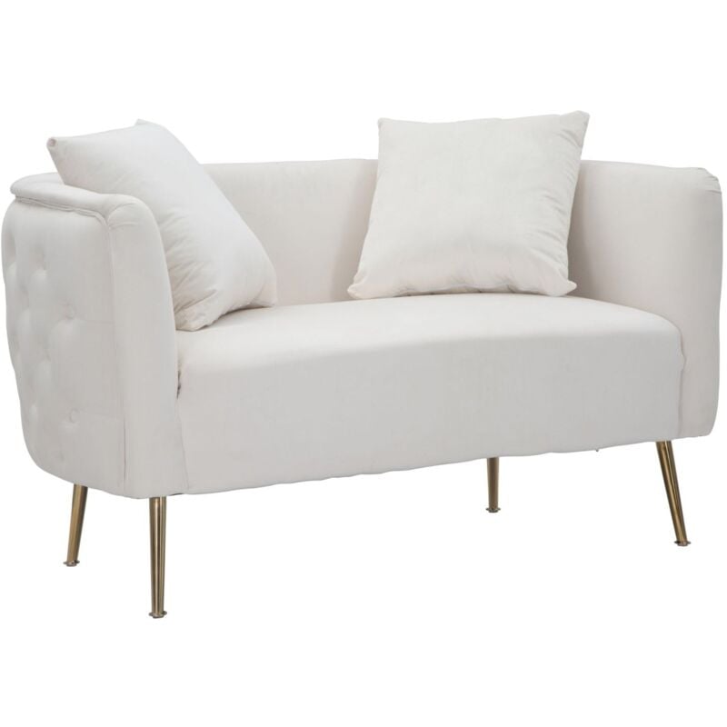 foto del prodotto mauroferretti divanetto bucarest 2 posti in velluto gambe in metallo color oro per interni beige