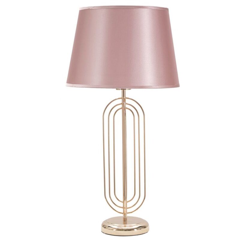 foto del prodotto mauroferretti - lampada da tavolo 'krista' in metallo color oro e tessuto colore rosa per interni -ø 28 x 55 cm