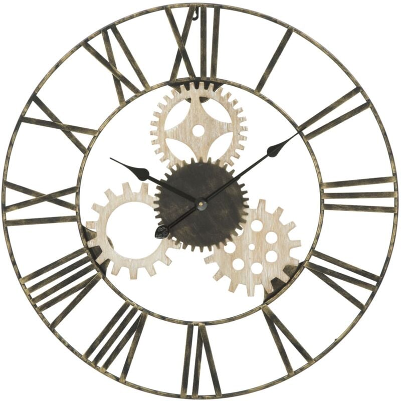 foto del prodotto mauroferretti orologio da muro ingranaggi cm 70x4,5 nero, marrone
