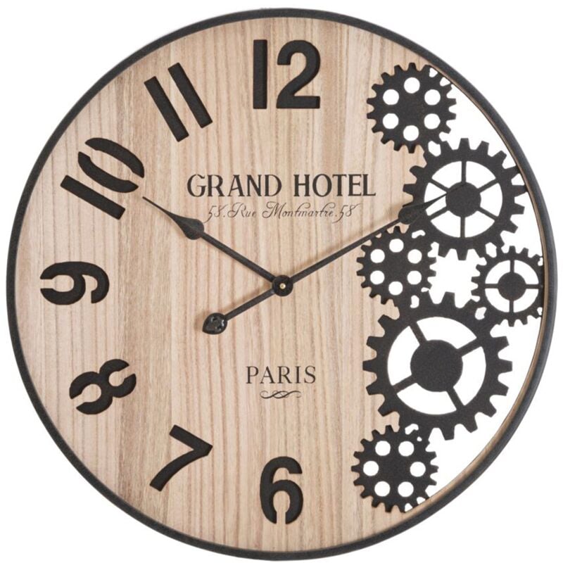 foto del prodotto mauroferretti orologio da parete con ingranaggi in ferro e legno mdf per salotto e cucina