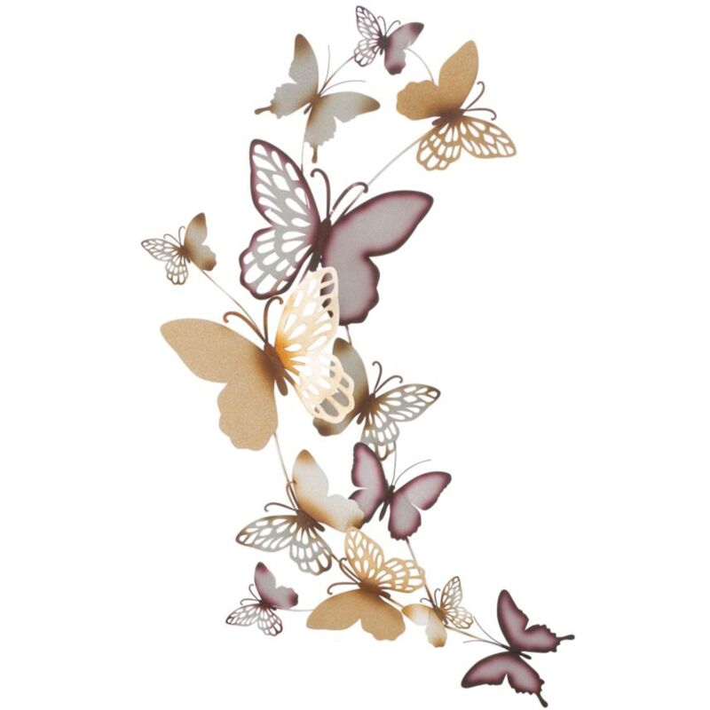 foto del prodotto mauroferretti pannello decorativo farfalle da muro in ferro per decorazioni ambienti oro rosa
