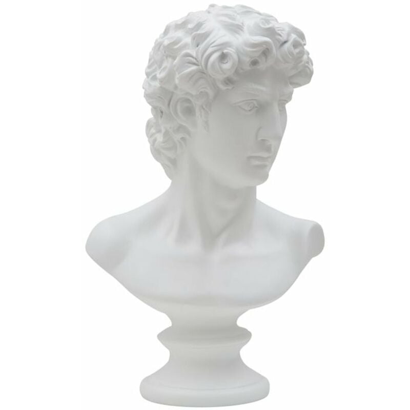 foto del prodotto mauroferretti - scultura romana stile museo in poliresina colore bianco per decorazioni ambienti -uomo / testa