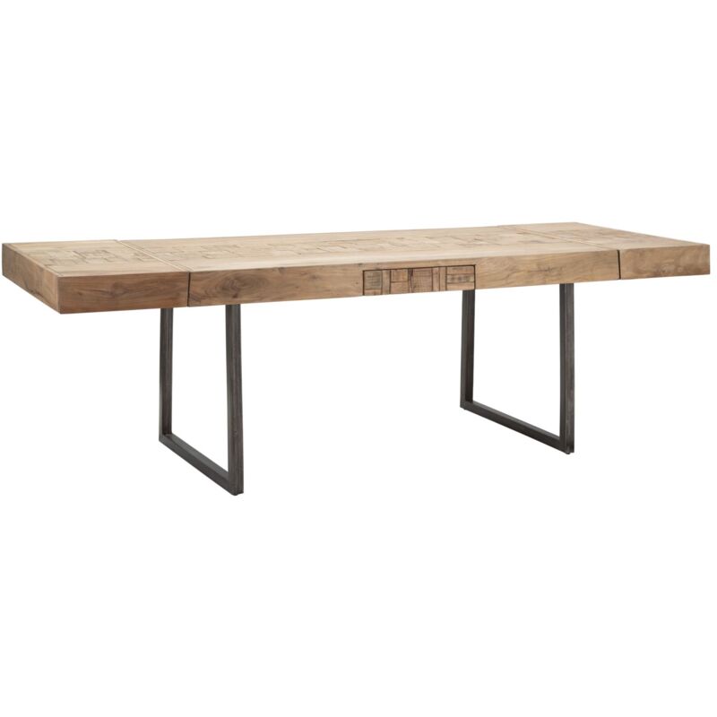 foto del prodotto mauroferretti - tavolo da pranzo mumbai all.cm 160x90x77-lunghezza totale 240(acacia nicolitica) - marrone, nero